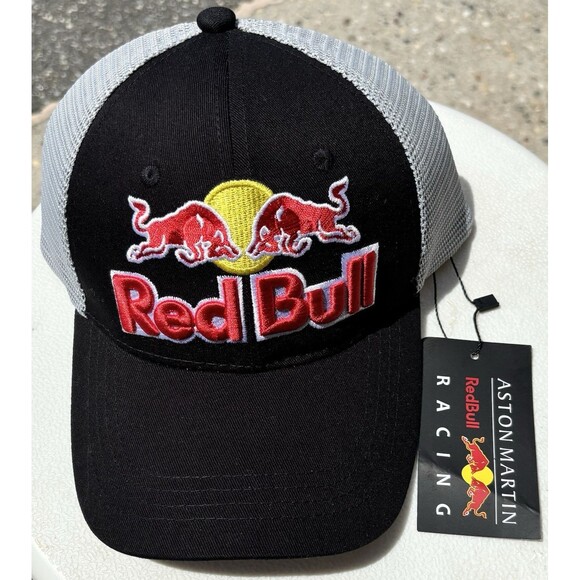 Red Bull Aston Martin Racing Mesh Baseball Cap Adjustable Sports Trucker Hat NWT - Picture 1 of 4